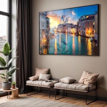 Imagem de Quadro com Moldura e Acrilico Cristal Vidro Sala Quarto Venezza Paisagem Decorativo Horizontal Grande Hall