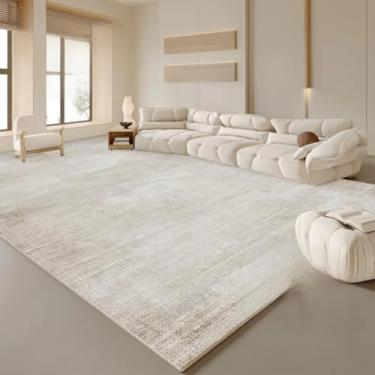 Imagem de Tapete de cor creme para sala de estar e quarto, minimalista, antiderrapante, resistente ao desgaste, tamanho grande, decoração para casa (160 x 200 cm (5,3 x 6,6 pés/XSQ-QR-194)