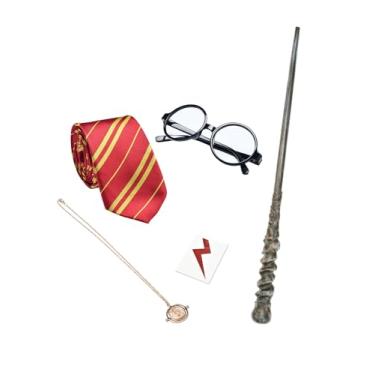 Imagem de KESOCORAY Cosplay Costume Props Accessories Gifts for Birthday Party Magic Wand Eyeglass Frame Tie Necklace Set-B Plus