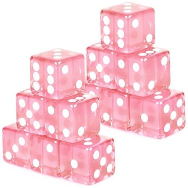 Imagem de Adecortalk 12 Pcs 19 mm Casino Dice Acrylic Pink Translucent D6 Dice 6 Sided with Square w/Rounded Edge for Casino Craps Table Game Night Board Games Teaching Math Supplies