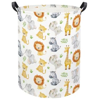 Imagem de Cesto de roupa suja HIYAGON Woodland Animal Nursery Decor Verde