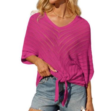 Imagem de Túnica feminina GRACE KARIN, manga 3/4, manga 3/4, rosa vermelha M