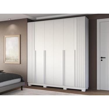 Imagem de Guarda Roupa casal com 06 portas 2 portas ripadas Jamile MDF Acp Móvei