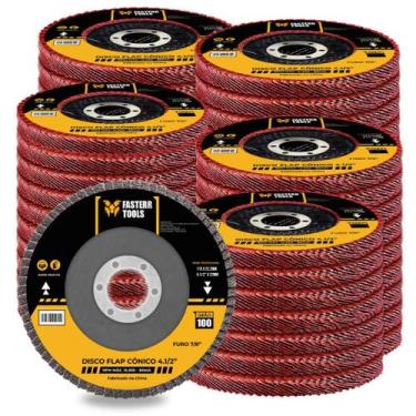 Imagem de Kit com 100 Discos Flap Grão 100 Aço Cônico 4.1 2 FSTC09 - Fasterr Too