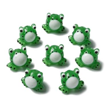 Imagem de UR URLIFEHALL 10 peças de contas de vidro de sapo verde feitas à mão 3D fofo animal solto contas espaçadoras para joias faça você mesmo, pulseiras, brincos, acessório de artesanato