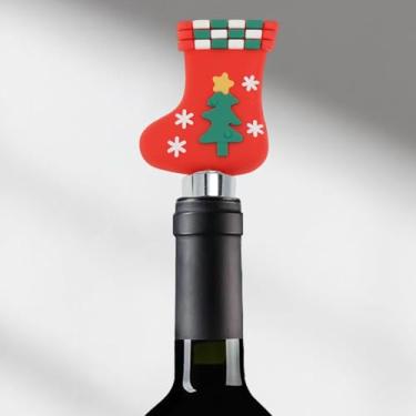Imagem de Generic 1 tampão de garrafa de dois fios curto de Natal rolha de liga de alumínio TPE PVC vermelho verde preto prateado tom 8,5 x 2,7 x 2,1 cm