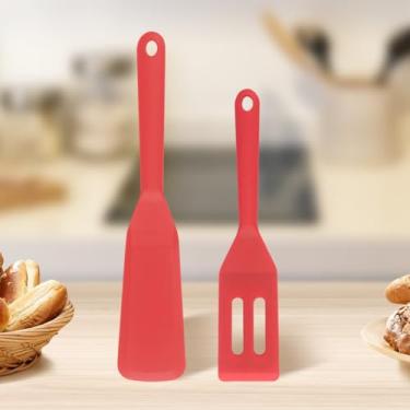 Imagem de Conjunto de 2 espátulas de mini brownie, espátula de silicone antiaderente flexível, espátula quadrada de silicone, utensílio de cozinha para cortar brownies, biscoitos, ovos (vermelho)