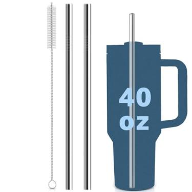 Imagem de 2 canudos de aço inoxidável para copo Stanley Quencher 1,134 g, canudos de metal extra longos de 30,5 cm para copo Stanley 1,134 g, acessórios reutilizáveis