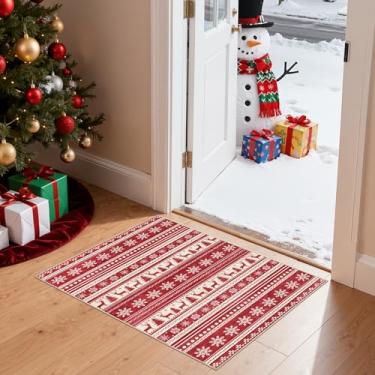 Imagem de Tapete de Natal para sala de estar 5 x 7: tapetes macios laváveis à máquina para quarto embaixo da mesa de jantar - Tapete de piso interno neutro antiderrapante para decoração de escritório em casa