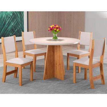 Imagem de Mesa REDONDA SLIN/FLIPP 90X90  CEDRO/OFF WHITE