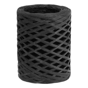 Imagem de Fita de ráfia 100 metros, 1 rolo de cordão de papel de embalagem natural para caixa de crochê, artesanato, decoração de férias, preto