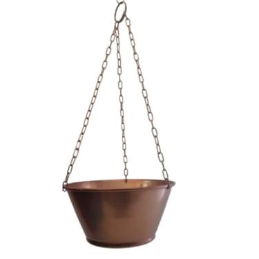 Imagem de Cachepot De Aluminio Anodizado Suspenso Cuia 21 Decorativo Para Plantas Acabamento Moderno Resistente a Oxidação Cobre