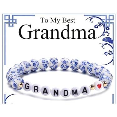 Imagem de Pulseira de presente para vovó, Natal, meias para mulheres, aniversário, dia das mães, presentes de netos, chinoiserie, discos de vinil empilháveis com contas, pulseiras elásticas com camadas