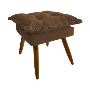 Imagem de Banqueta Puff Opala Pés Palito Banco Sala Puf Retangular Marrom