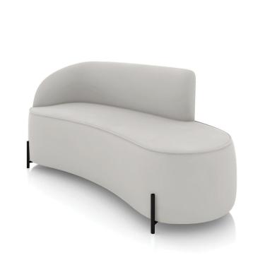 Imagem de Sofá 3 Lugares Orgânico 180cm Pé Ferro Preto Morgan Veludo Cinza D03 - D'rossi