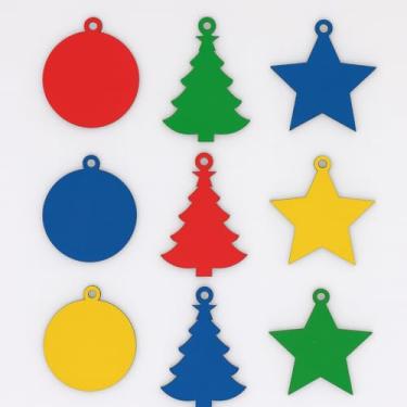 Imagem de Kit Enfeites de Natal em MDF para Árvore e Decoração Natalina Colorido Sortido