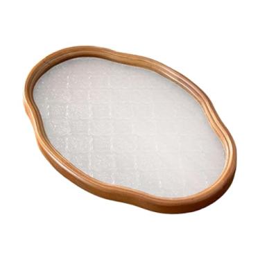 Imagem de YWJLQH Bandeja decorativa para exibição de joias, bandeja de madeira, vidro, retrô, acessório versátil para loja, quarto, banheiro, cozinha, decoração de