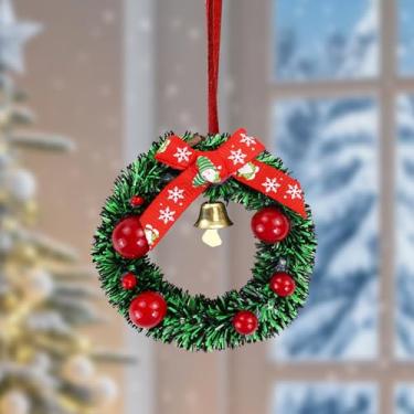 Imagem de Decorações e enfeites de Natal, mini guirlanda de Natal de plástico com cordão, pequenas decorações com vermelho e preto (estilo 2)