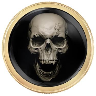 Imagem de Artinhand Pacote com 4 maçanetas de armário de cozinha de caveira maçanetas redondas de alumínio dourado serrilhadas de orifício único puxadores de porta de armário de ferragens