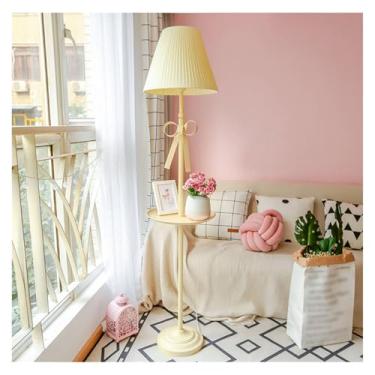 Imagem de Luminária de chão Candeeiro de pé moderno com mesa bandeja, candeeiro para sala estar, quarto, escritório, casa(Yellow)