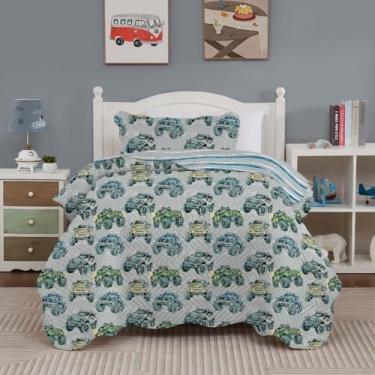 Imagem de Kit Cobre Leito Luxo Colcha Infantil Estampada Solteiro 02 Peças (Monster Truck)