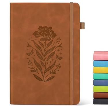 Imagem de Caderno pautado para homens e mulheres, diários de couro marrom A5 para escrever, caderno de 200 páginas, caderno de diário de viagem para escola de trabalho, anotações 14 x 21 cm