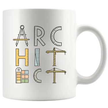 Imagem de Panvola Caneca de arquiteto presentes de arquiteto para homens mulheres presentes de arquitetura para estudantes professores novidade engraçada caneca de cerâmica 325 ml branca