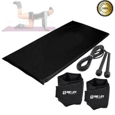 Imagem de Kit Colchonete + Tornozeleira Caneleira Peso 4 Kg + Corda - Infinity