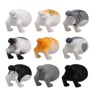 Imagem de Ímãs de geladeira, 9 unidades de resina 3D realista com bunda de gato 