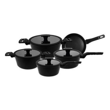 Imagem de Conjunto 5 Panelas Manhattan Preto Antiaderente Indução - Hauskraft