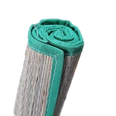 Imagem de Esteira de Praia Piquenique Camping Canga Palha Natural Verão Pé na Areia Tapete Dobrável 180x60cm (Verde)