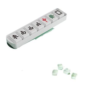 Imagem de Bandeja de cubo de gelo Mahjong com tampa, molde de máquina de gelo para freezer com recipiente, para resfriar uísque, coquetéis, café, vinho, fácil liberação livre de BPA (verde, 7 células)