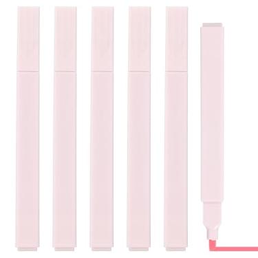 Imagem de PATIKIL Marcador estético, pacote com 6 canetas marcadoras de ponta larga à base de água, quadradas, coloridas, materiais de estudo para escritório, diário, uso doméstico, rosa claro