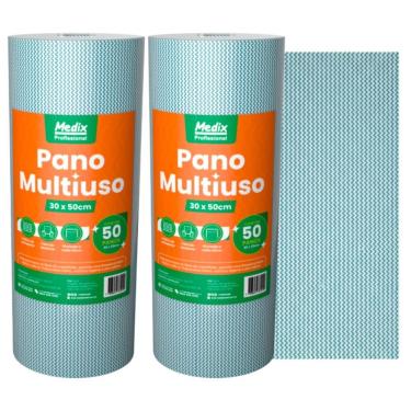Imagem de Kit 2 Pano de Limpeza Multiuso Descartável 30x50 Rolo Com 50 Unidades Medix