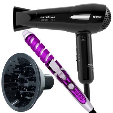 Imagem de Secador De Cabelo Britania Ion 1200w Dobravel Viagem Difusor Cachos Mo