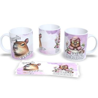 Imagem de Caneca Capivara Branca Porcelana Resistente Micro-ondas