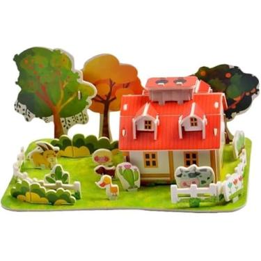 Imagem de Quebra-Cabeça 3D Tridimensional Infantil DIY Brinquedo Educativo de Montar Cenários (Fazenda Pequena)