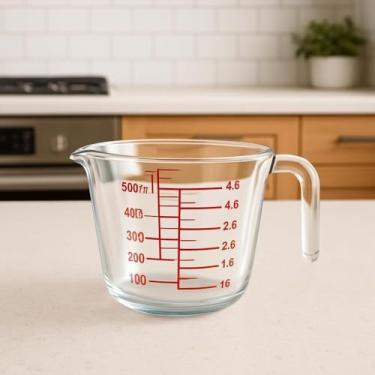 Imagem de Jarra Medidora Safira 500ml Vidro Transparente com Marcações em Vermelho