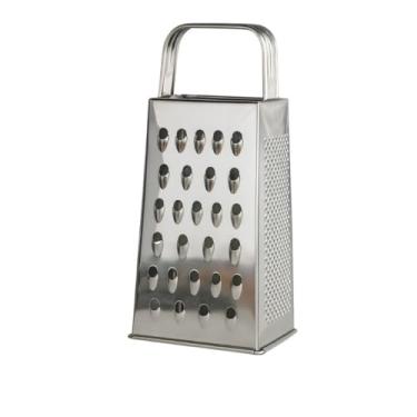 Imagem de Ralador de Quatro Faces em Aço Inox, 18cm de Altura, Prata, com Lâminas para Corte Fino, Médio, Grosso e Fatiador, Alça Ergonômica