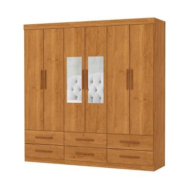 Imagem de Guarda Roupa Dallas 6 Portas Com Espelho Central 6 Gavetas Carioca Moveis Cinamomo