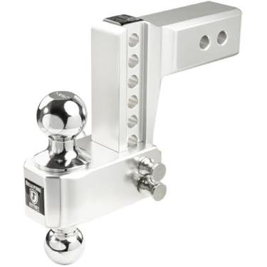 Imagem de BulletProof Hitches Engate médio de alumínio de 6,3 cm (classificação de 6,4 kg), engate de queda/elevação de 10 cm com esfera dupla de 5 cm e 6,5 cm