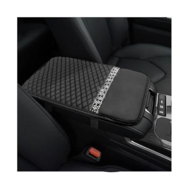 Imagem de MUQIDA Capa de couro brilhante para console central de carro, protetor de caixa de assento anti-arranhões com strass brilhante, almofada de descanso de braço à prova d'água brilhante decoração de
