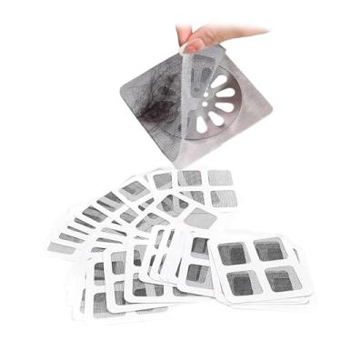 Imagem de Pacote com 30 capas de ralo de chuveiro descartáveis coletores de cabelo de malha para chuveiro e pia, adesivo protetor de drenagem para fácil uso e limpeza