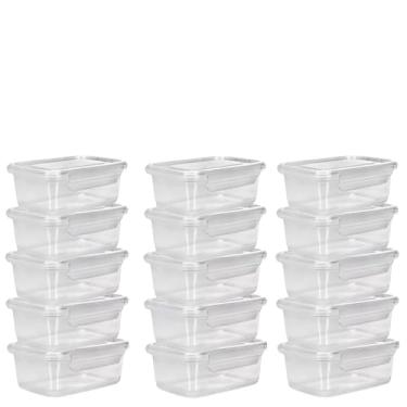 Imagem de 10 Potes de Plástico 850ml com Travas Herméticas Kit Conjunto de Pote Plástico com Tampa Fácil vedação segura sem vazamentos empilhável para marmitas alimentos e organização de geladeira e freezer
