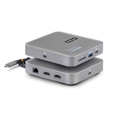 Imagem de StarTech. Com Estação de ancoragem USB-C DisplayLink 7 em 1, monitor duplo, hub HDMI 4K 60Hz para MacBook (M1/M2/M3/M4) e Windows, hub USB-A/USB-C de 10 Gbps, entrega de energia de 100 W, base de