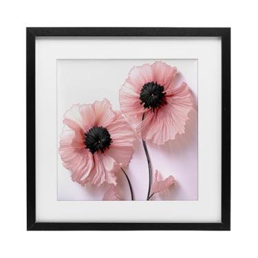 Imagem de Stupell Industries Impressão emoldurada adequadamente rosa papoulas pretas sob vidro, design por Sasha, 13 x 13
