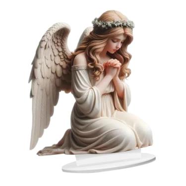 Imagem de Generic Placa decorativa de mesa em acrílico com arte 2D, atraente e com base, ideal para festas, lareiras e armários, Anjo de 22 Cm