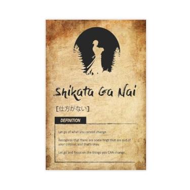 Imagem de Pôster vintage japonês de filosofia de artes marciais Shikata Ga Nai Samurai Shikata Ga Nai, arte de parede com código de guerreiro japonês, decoração vintage dojo 30 x 45 sem moldura