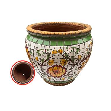 Imagem de Vaso de cerâmica colorido pintado à mão vaso de flores grande vaso de flores jardim varanda decoração bonsai rural pátio externo