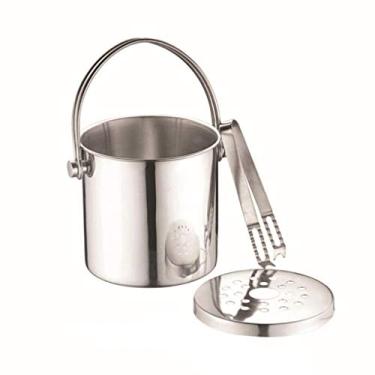 Imagem de Balde de gelo, balde de gelo de parede dupla de aço inoxidável isolado com tampa, pinças de gelo de aço inoxidável -1,2L/2L/2,8L-Prata (Tamanho: 2,8L)